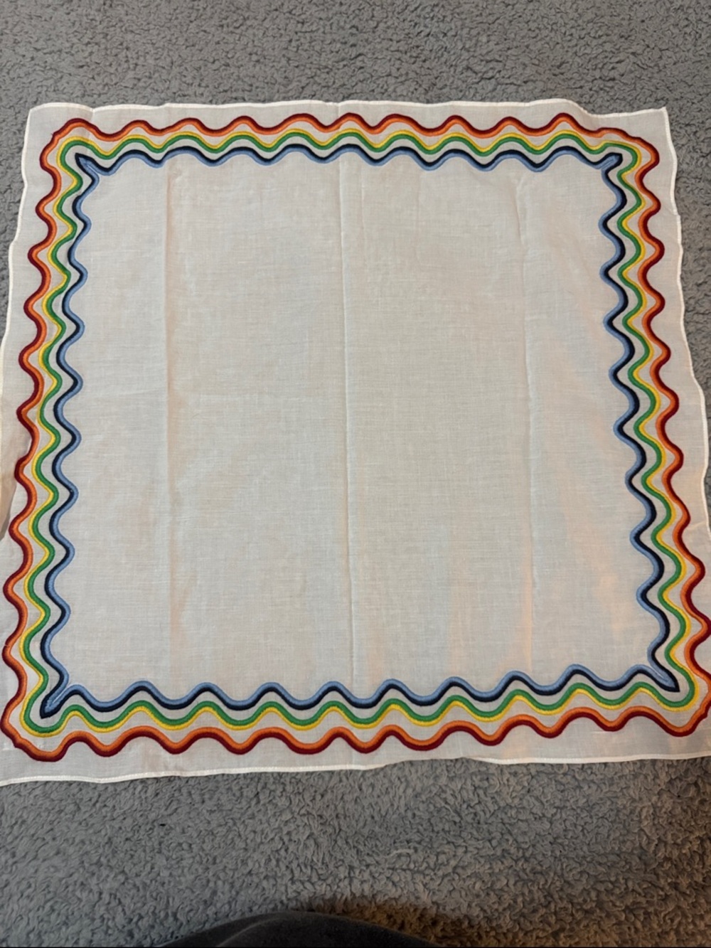 Abercrombie & Fitch White handkerchief with Rainbow Wavy Trim